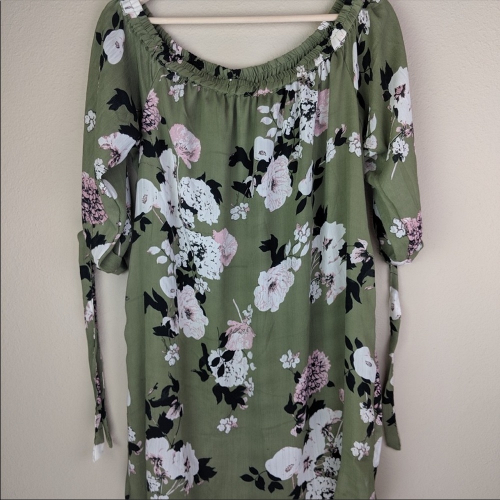 Pink Blush Maternity Green Floral Tie Sleev